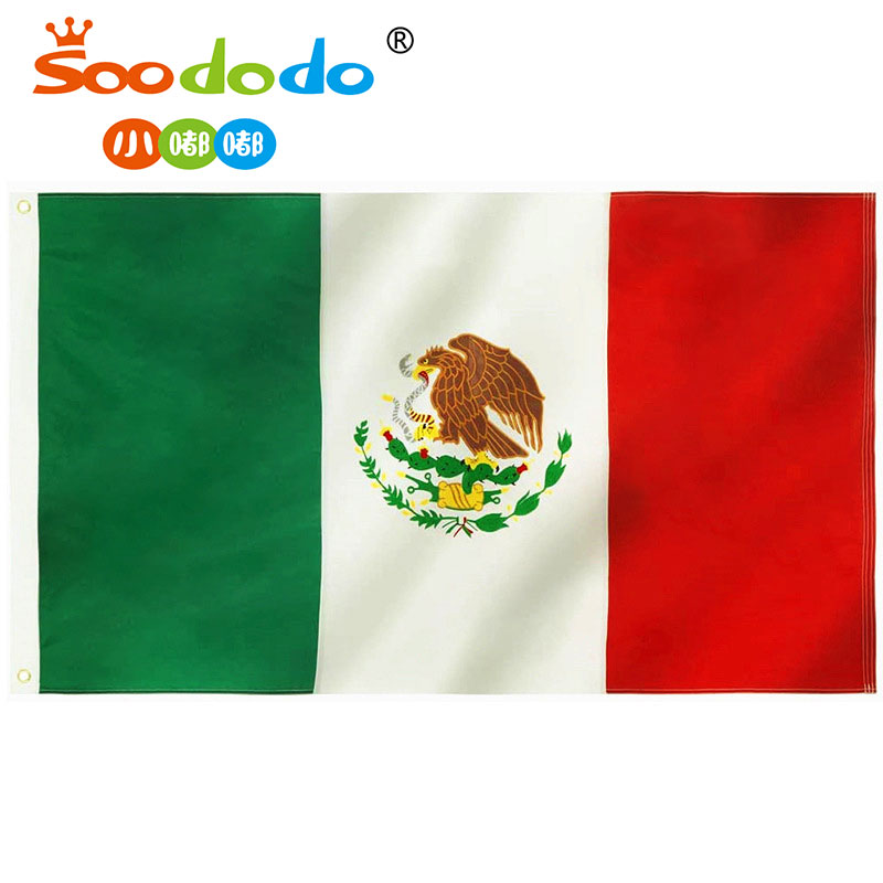 小嘟嘟XDSQ-CF-ME-210D跨境供应90*150cm墨西哥国旗4号牛津布世界杯Mexico刺绣旗帜批发详情2