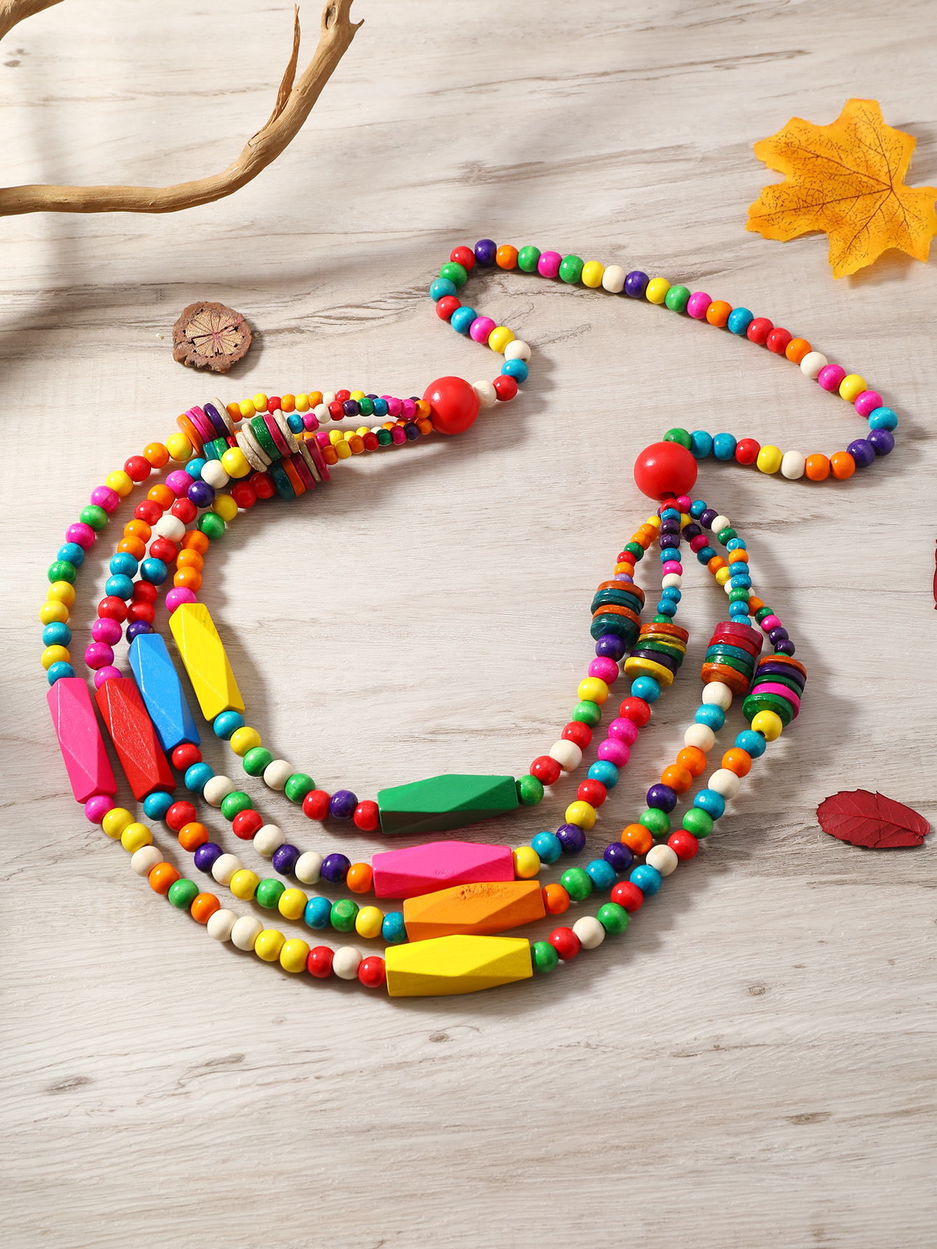 New Ethnic Style Bohemian Tropical Retro Hand-Beaded Multi-Layer Necklace Application Scenario