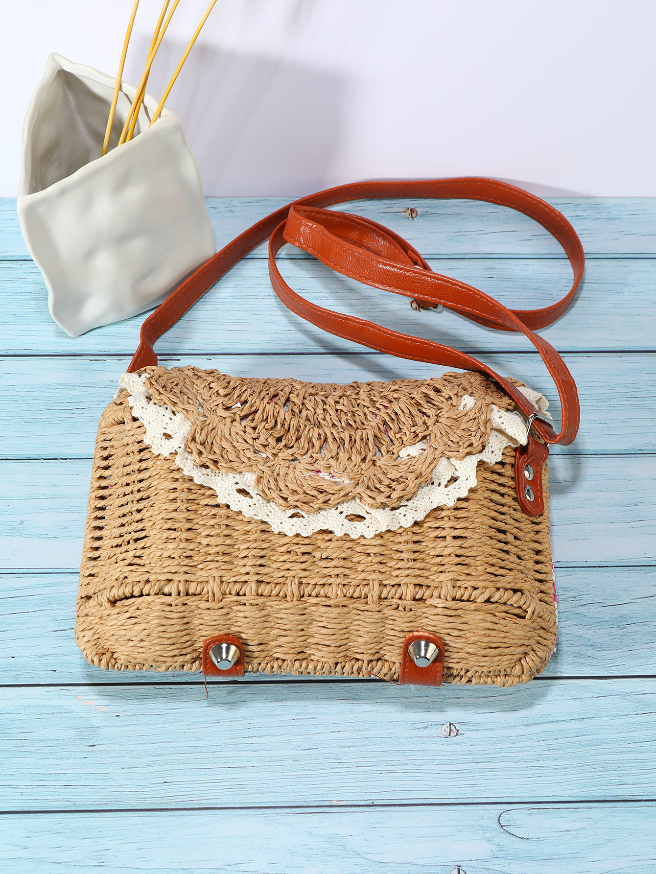 Bohemian Tropical Style Ethnic Style Pure Hand-Woven Bag Specification drawing