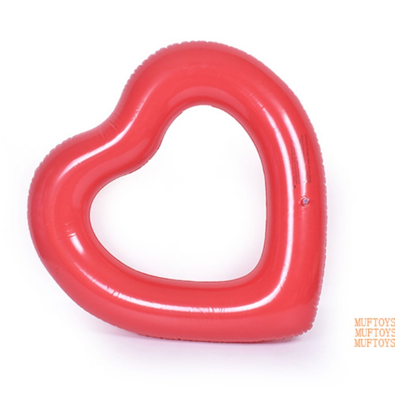 Inflatable toy 90cm swimming ring, heart-shaped swimming ring, thickened PVC heart-shaped swimming ring, water inflatable heart-shaped float details Picture