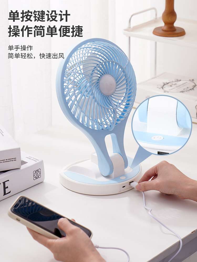 壁挂usb充电风扇学生宿舍办公桌面立式小风扇便携三档大风力风扇详情图2