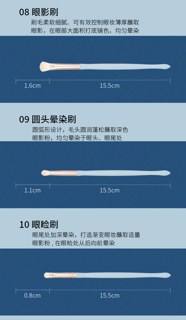 芙蓉系列纳多灰10支套刷 刷毛仿生玉米丝纤维毛数量10支套刷化妆刷详情12