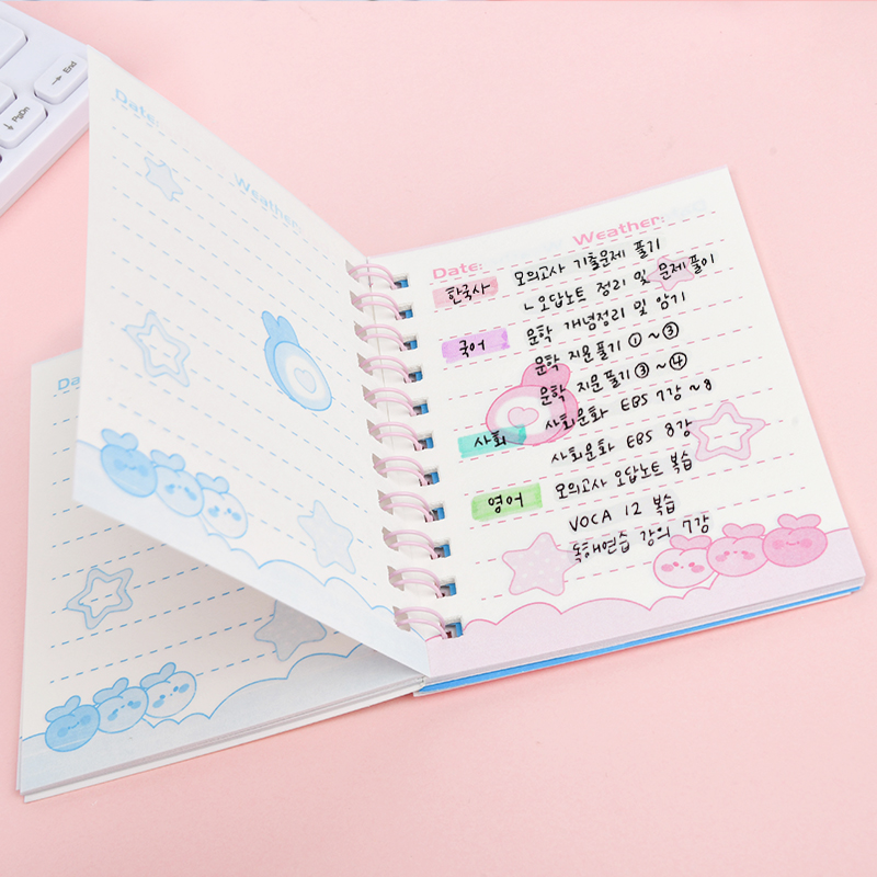 Weibo Stationery's creative cartoon cute space dog coil notebook, small and portable notepad, mini planner notebook details Picture