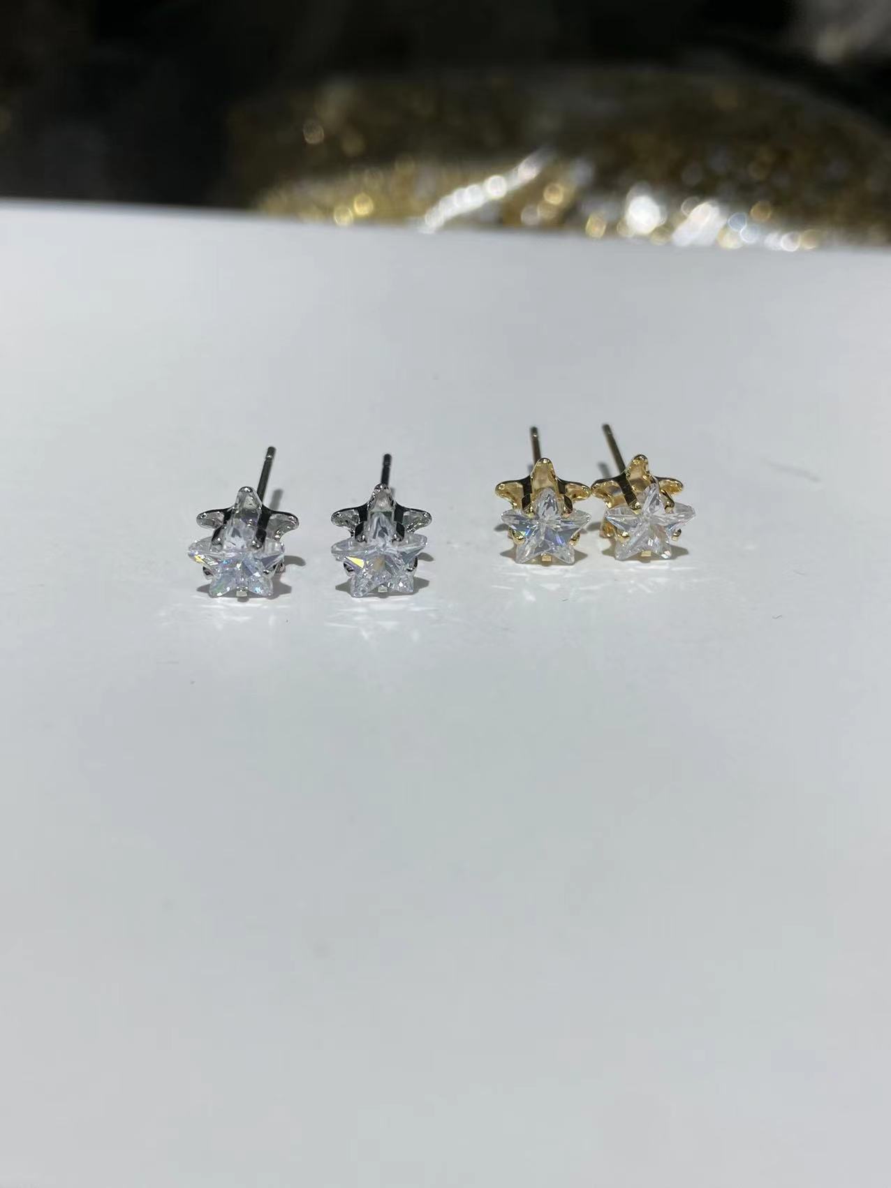 Wholesale of five-pointed star zircon claw accessories, electroplated color-preserving accessories, copper accessories and ear studs