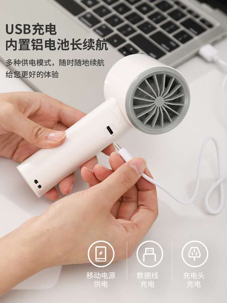 迷你手持涡轮小风扇USB充电桌立两用静音便携随身电风扇详情图5