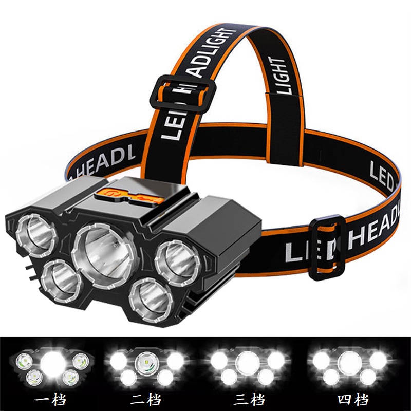 LED strong headlight, USB charging fishing headlight, head-mounted flashlight, long-range searchlight, miner's lamp, work light, portable head-mounted emergency light, bicycle headlight, outdoor night running headlight details Picture