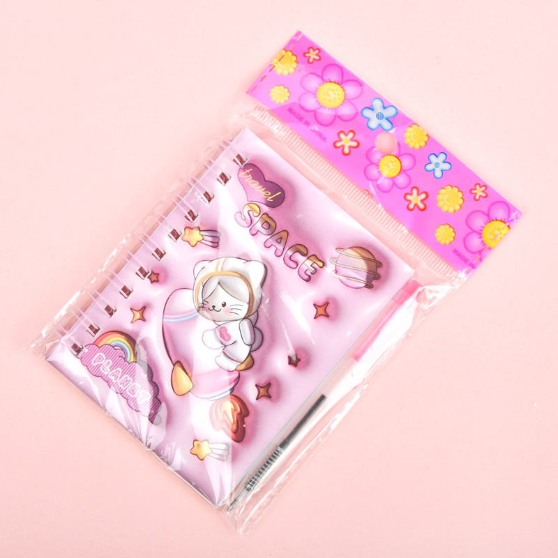 Weibo Stationery's creative cartoon cute space dog coil notebook, small and portable notepad, mini planner notebook Application Scenario