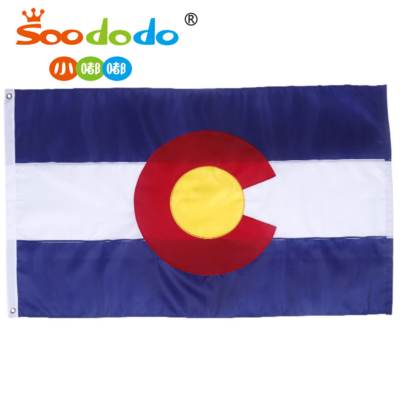 小嘟嘟XDSQ-JSF-CO35-1P跨境供应亚马逊美国科罗拉多州刺绣旗90*150cm室内户外旗帜