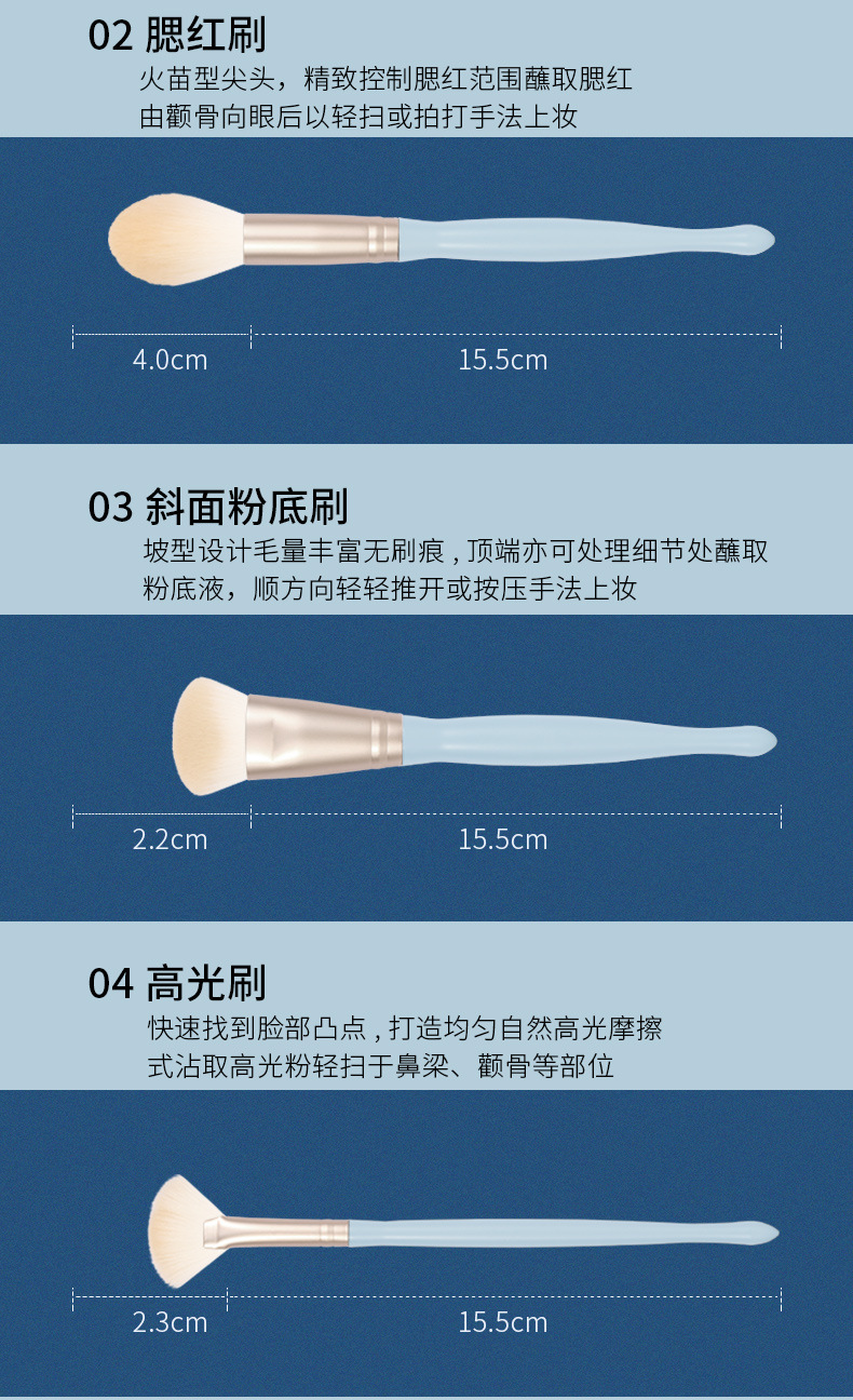 芙蓉系列纳多灰10支套刷 刷毛仿生玉米丝纤维毛数量10支套刷化妆刷详情10