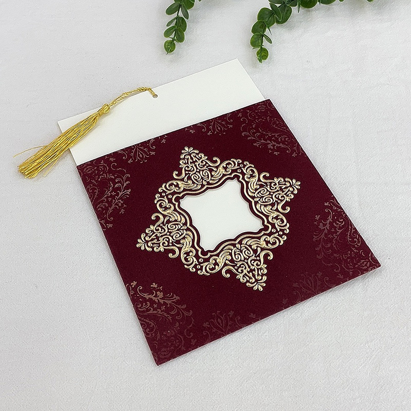 Manufacturers Direct Spot Custom Africa, Middle East, South America European Hot Stamping Flocking Fringe Wedding Invitation Thank You Invitation Card Invitation Card details Picture