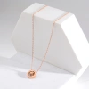 A simple, round, diamond-encrusted, rose gold-plated titanium steel collarbone women's water wave necklace with Roman numerals Specification image