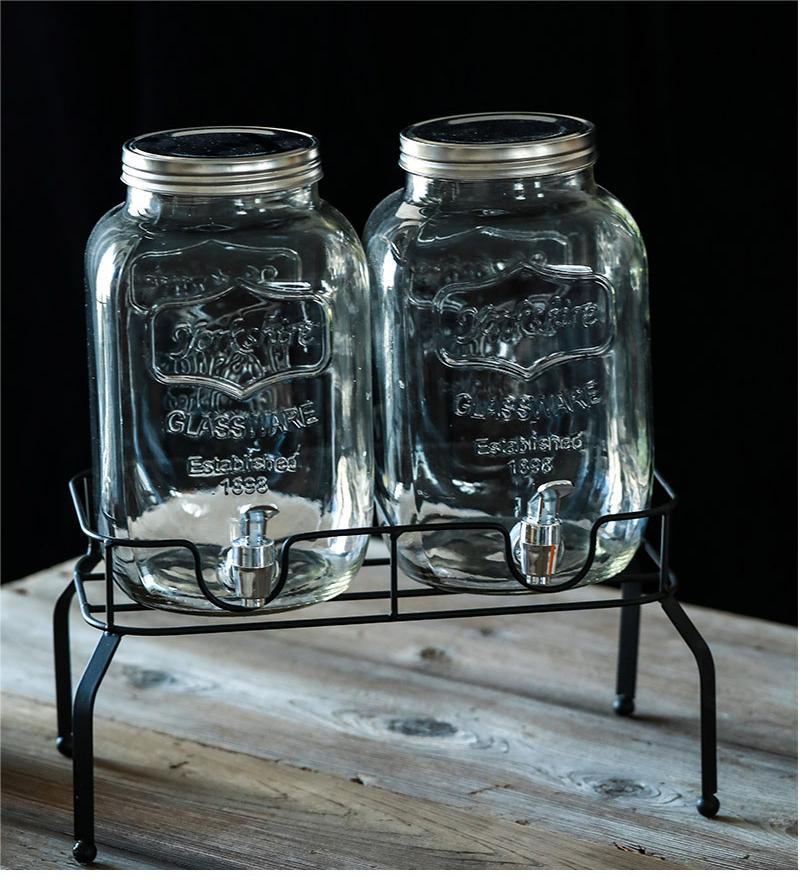 Cross-Border Glass Cold Drink Bucket With Faucet Household Beverage Bucket Commercial Restaurant Transparent Juice Jar Set Wholesale details Picture