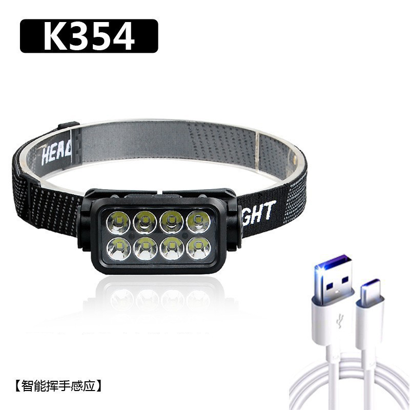 K354USB Charging Smart hand-waving Sensor Headlamp, COB cycling headlamp, Outdoor Camping lamp, miner's lamp, repair headlamp, camping lamp, fishing lamp details Picture