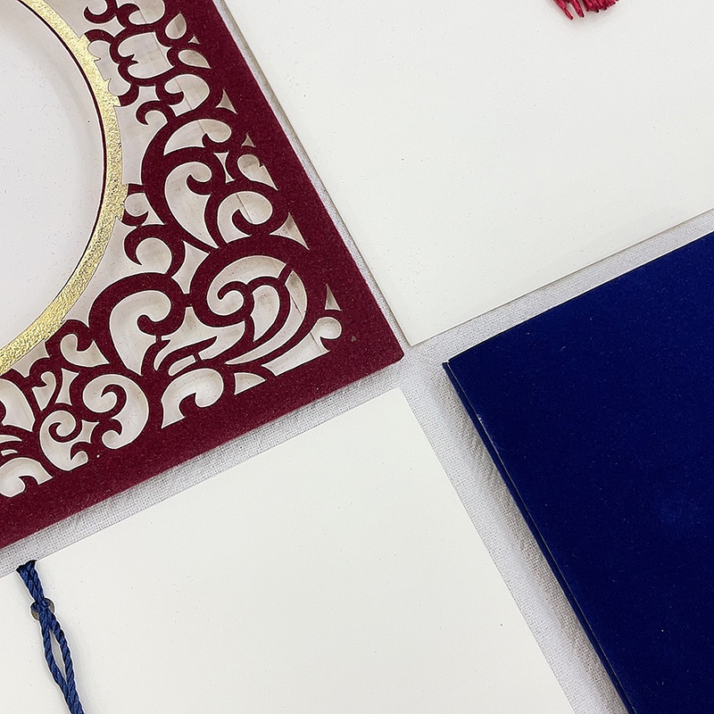 Manufacturer Direct Laser Fringe Exquisite Flocking Wedding Invitation Thank You Invitation Specification drawing