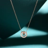 A simple, round, diamond-encrusted, rose gold-plated titanium steel collarbone women's water wave necklace with Roman numerals Item Picture