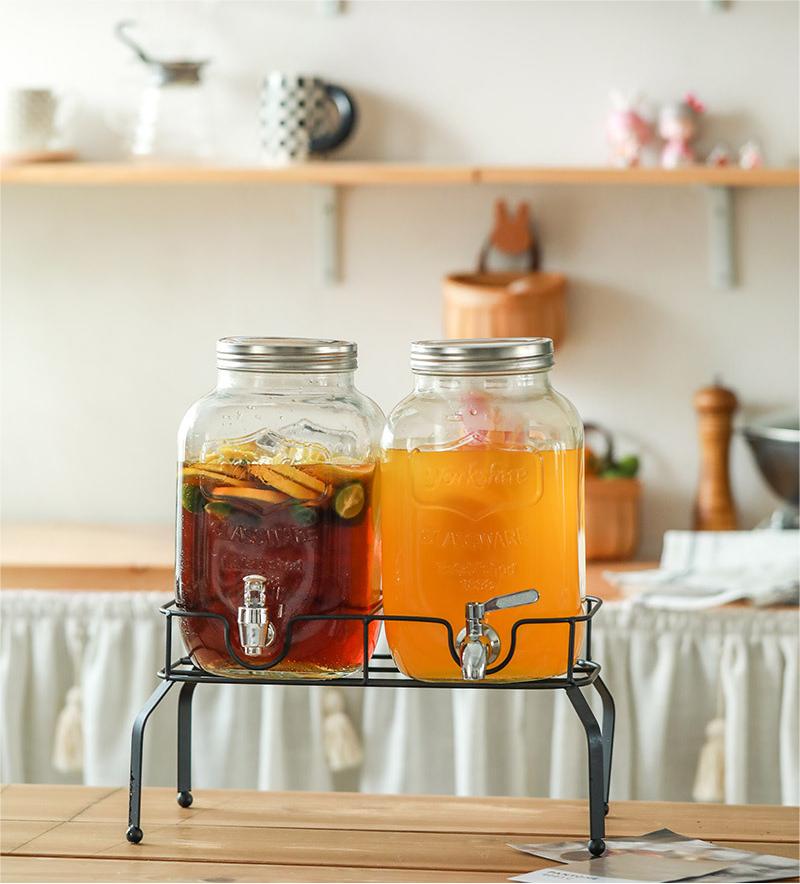 Cross-Border Glass Cold Drink Bucket With Faucet Household Beverage Bucket Commercial Restaurant Transparent Juice Jar Set Wholesale Specification drawing