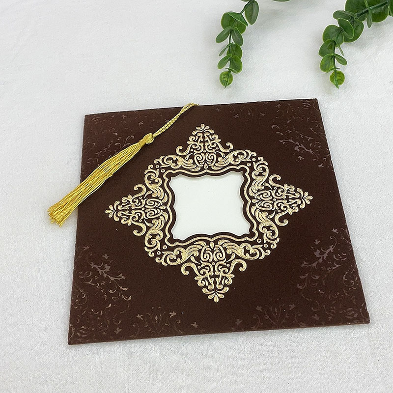 Manufacturers Direct Spot Custom Africa, Middle East, South America European Hot Stamping Flocking Fringe Wedding Invitation Thank You Invitation Card Invitation Card Item Picture