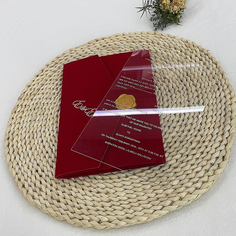 High-End Custom Europe Middle East New Acrylic Foil Flocking Envelope Wedding Invitation Invitation Card Invitation Card Manufacturers Direct Sales details Picture