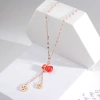 European and American fashion retro style red gourd necklace, titanium steel plated 18k rose gold lucky bag collarbone chain, non-fading women's jewelry details Picture