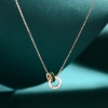 European and American trend fashion double-ring green diamond titanium steel rose gold jewelry, a versatile women's collarbone chain accessory details Picture