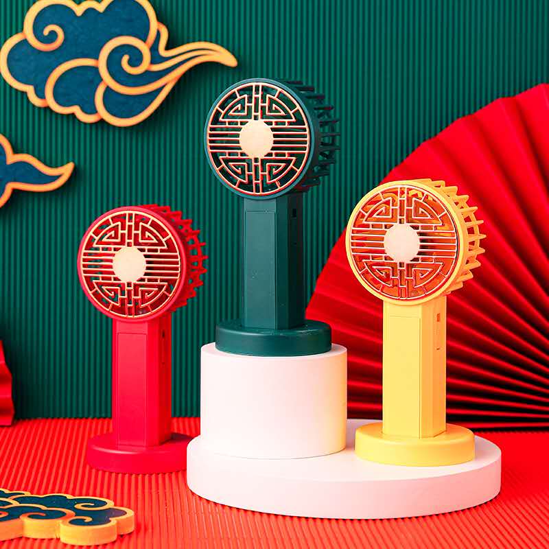 2024新款便捷二档灯光国潮风迷你usb充电小风扇礼品细节图