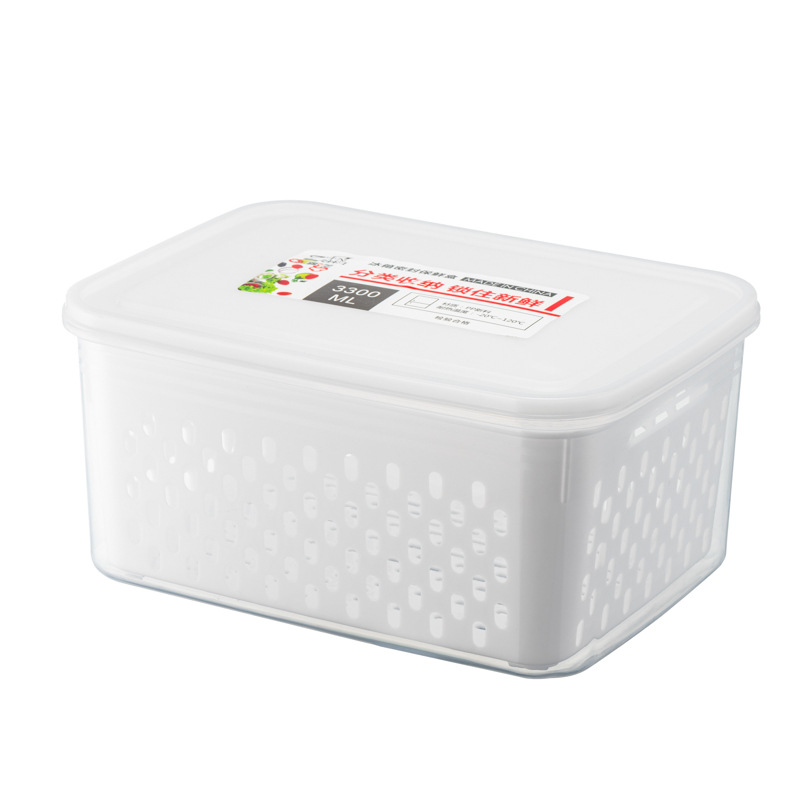 White frozen sealed box, plastic storage box, refrigerator fruit preservation, double-layer draining basket, preservation box, kitchenware Specification image