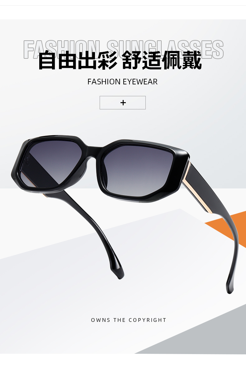 新款个性太阳镜欧美小框墨镜男女跨境潮流爆款茶色太阳眼镜详情3