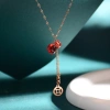 European and American fashion retro style red gourd necklace, titanium steel plated 18k rose gold lucky bag collarbone chain, non-fading women's jewelry Item Picture