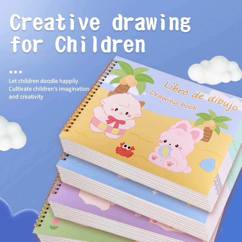 Weibo Stationery Children's Cartoon Cute Rabbit and Sheep Doodle Drawing Book, Student Art Drawing a4 Thickened Coil book details Picture