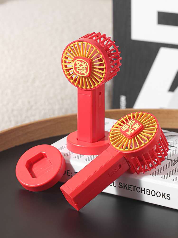 新品便携易带随身不占空间红色动力灯光二档强劲风速电动小风扇详情图5
