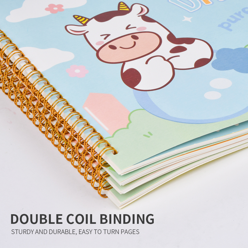 Weibo Stationery Children's Cartoon Cow Graffiti Drawing Book for Students, Cute art Drawing a4 thickened Coil book Specification image