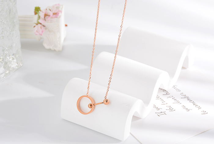 Korean internet-famous bestseller, elegant and timeless titanium steel necklace, bow with diamond, moon collarbone chain, rose gold accessory, exquisite gift pic 6
