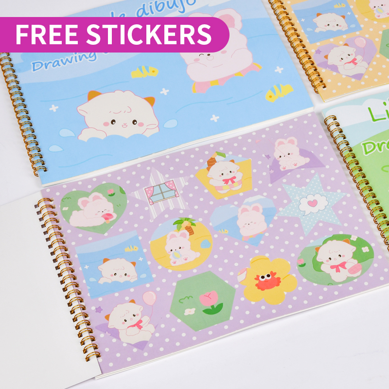 Weibo Stationery Children's Cartoon Cute Rabbit and Sheep Doodle Drawing Book, Student Art Drawing a4 Thickened Coil book Application Scenario