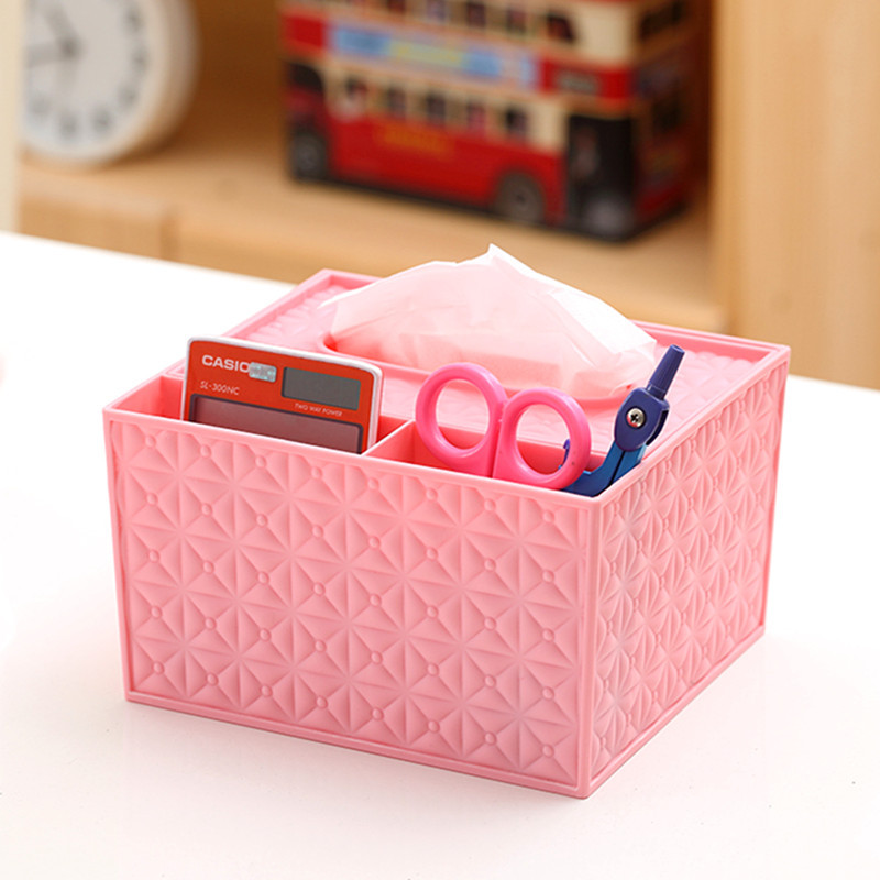 Multi-functional creative plastic storage tissue box desktop remote control miscellaneous storage box Item Picture