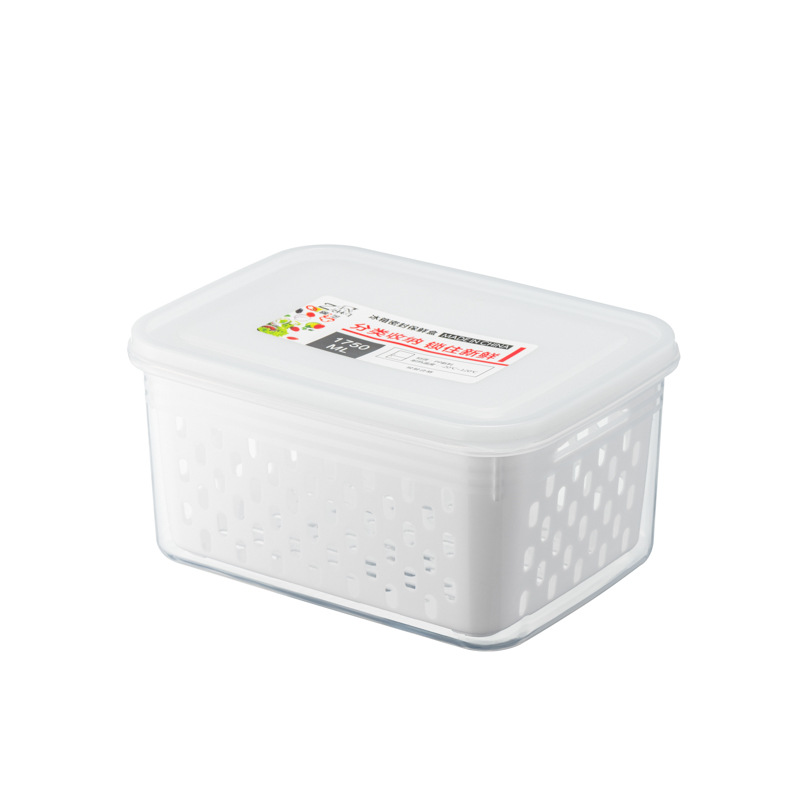 White frozen sealed box, plastic storage box, refrigerator fruit preservation, double-layer draining basket, preservation box, kitchenware Application Scenario