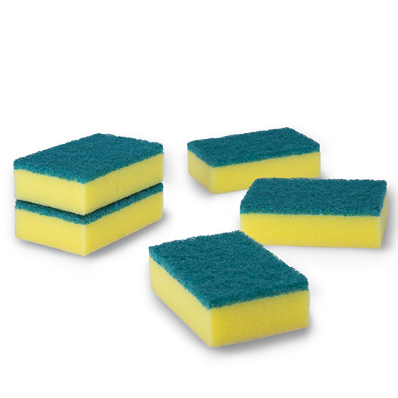 Three mixed color sets of sand-containing sponge scouring pads for cleaning and washing POTS and kitchen dishes Application Scenario