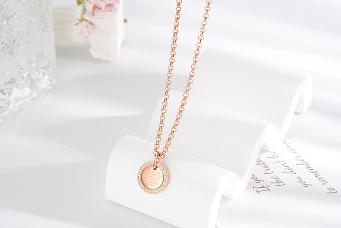 Korean internet-famous bestseller, elegant and timeless titanium steel necklace, bow with diamond, moon collarbone chain, rose gold accessory, exquisite gift pic 5