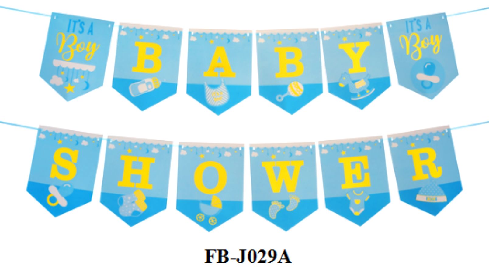 英文婴儿洗礼BABY SHOWER蓝色粉色男孩女孩宝宝洗礼派对拉旗挂条
