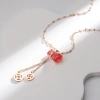 European and American fashion retro style red gourd necklace, titanium steel plated 18k rose gold lucky bag collarbone chain, non-fading women's jewelry Specification image