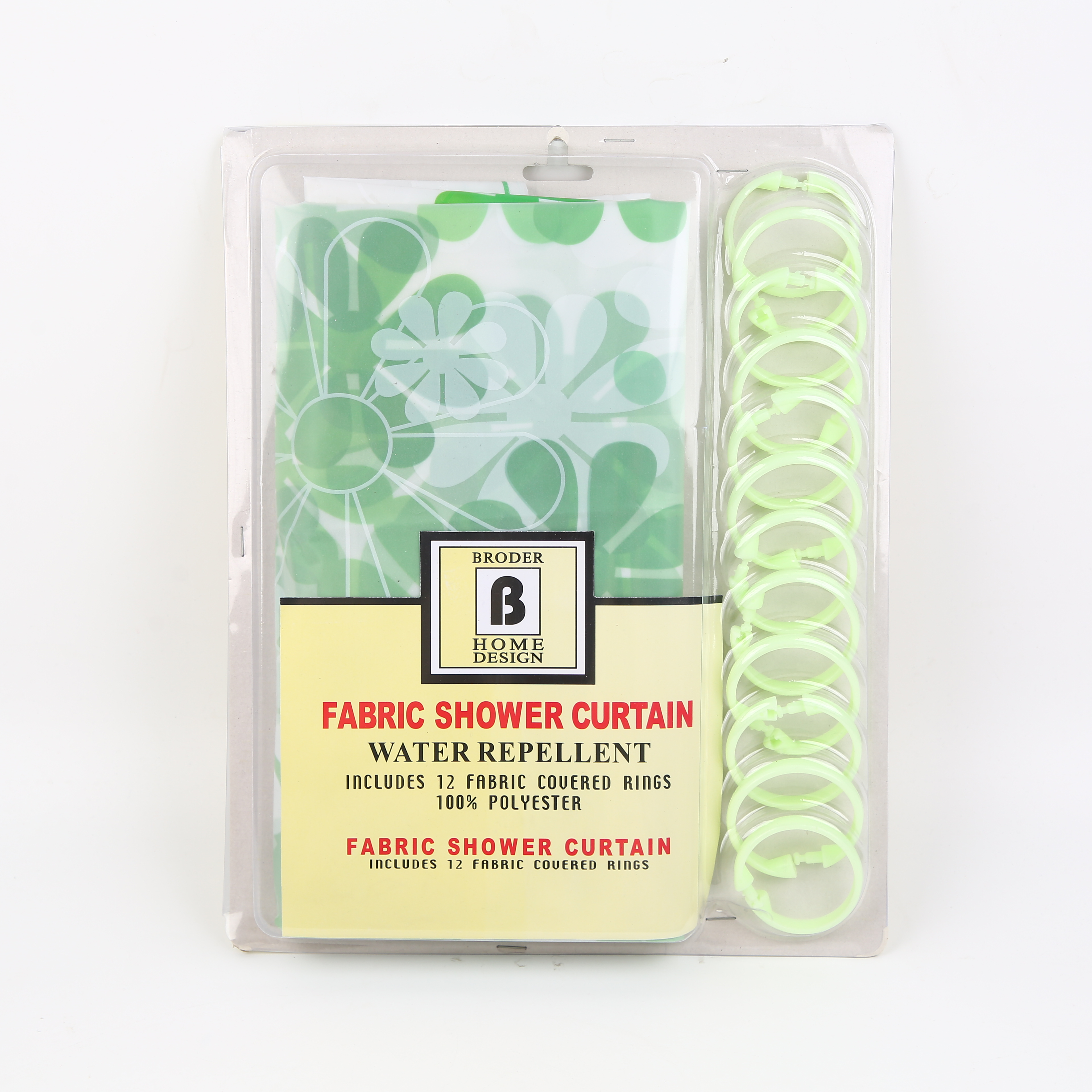 Shell-shaped exquisite packaging, made of PE plastic, shower curtain with mixed floral pattern, comes with 12 hooks. thumbnail