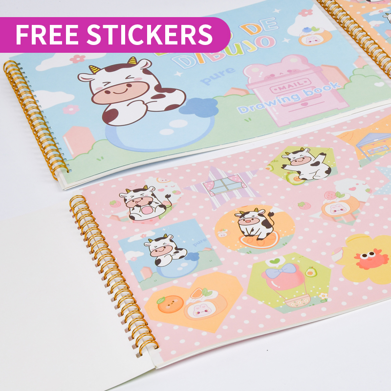 Weibo Stationery Children's Cartoon Cow Graffiti Drawing Book for Students, Cute art Drawing a4 thickened Coil book Application Scenario