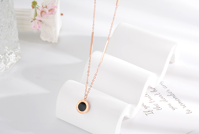 Korean internet-famous bestseller, elegant and timeless titanium steel necklace, bow with diamond, moon collarbone chain, rose gold accessory, exquisite gift pic 8