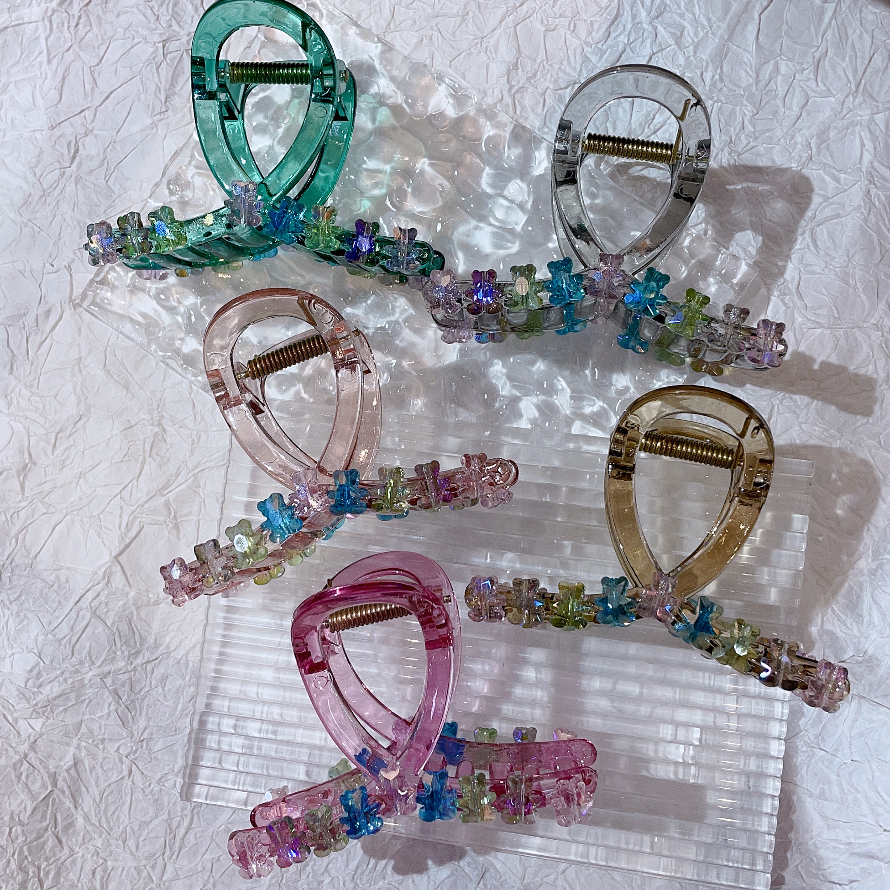 2024 New alloy high-end atmospheric pressure clip headwear, girls' hair accessory, colorful hair clips, exquisite transparent leather bands Specification image