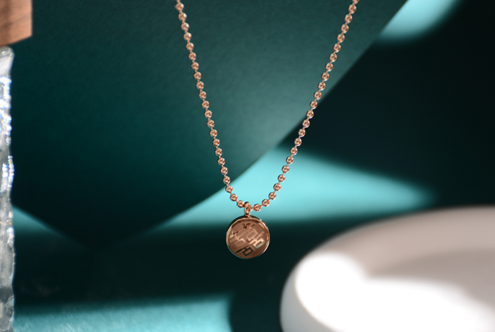 爆款国风复古双面项链钛钢囍福字锁骨链玫瑰金女款饰品礼物精品配饰详情5