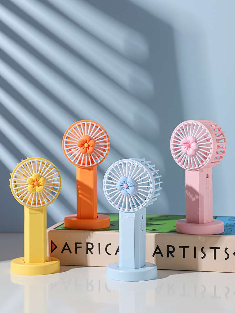 迷你清新花朵手持usb充电风扇可站立带灯光风速两档可调学生可爱细节图