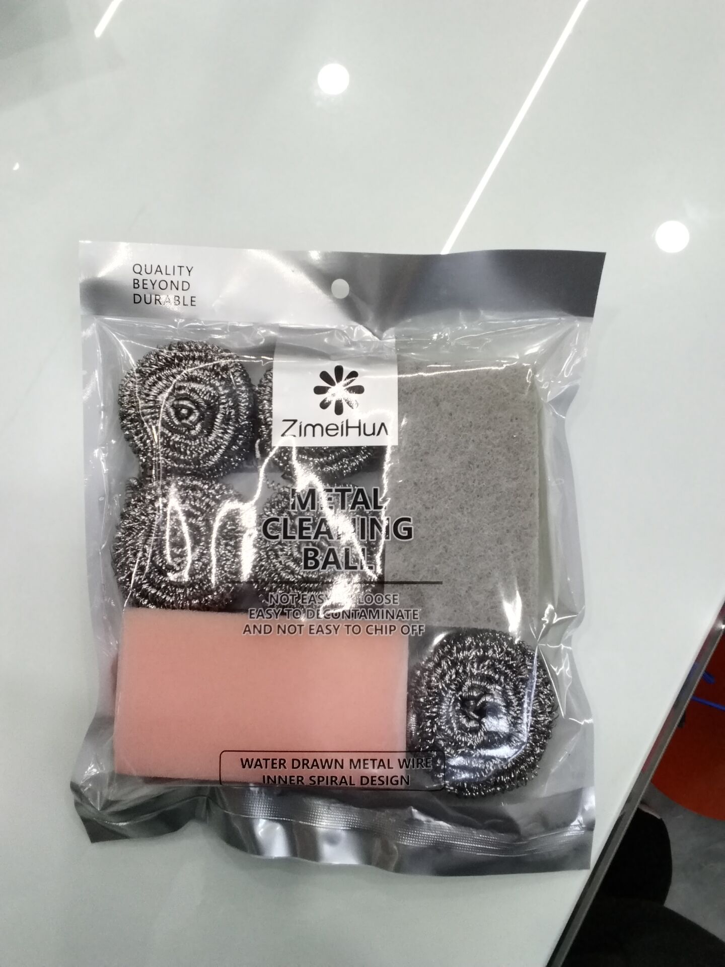 不锈钢清洁球钢丝球批发洗碗厨房钢丝球清洁刷不掉丝厂家现货 5个钢丝球+2个海绵洗碗块洗碗布