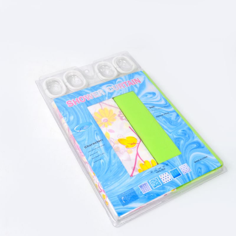 Shell PE plastic 2-pack shower curtains with 12 hooks. thumbnail