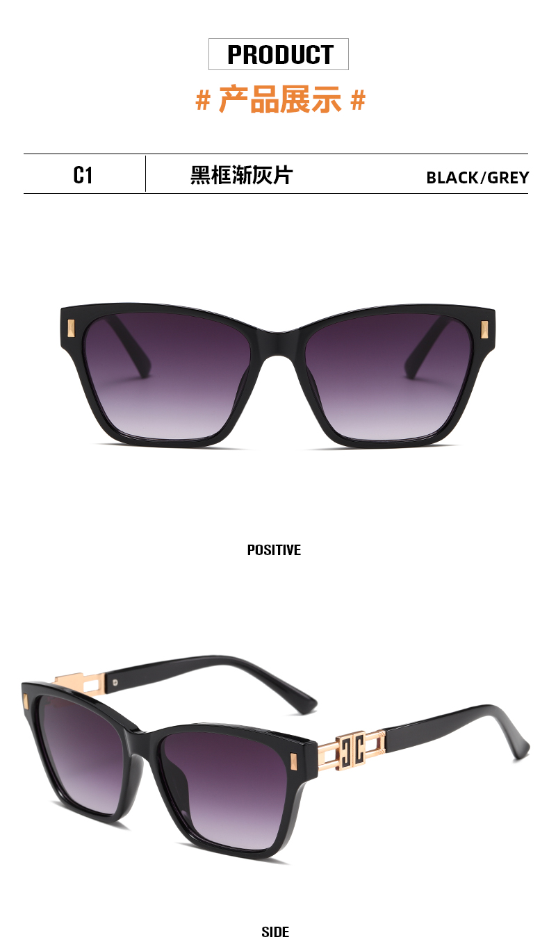 轻奢风潮流时尚大框墨镜 修饰脸型眼镜街拍简约太阳眼镜详情9