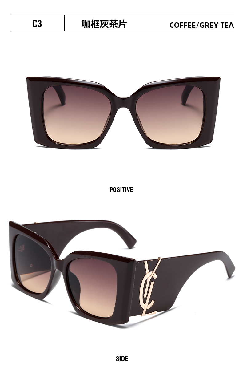 超时尚新款大方框墨镜 太阳镜男女款墨镜潮ins时尚宽镜腿太阳眼镜详情11