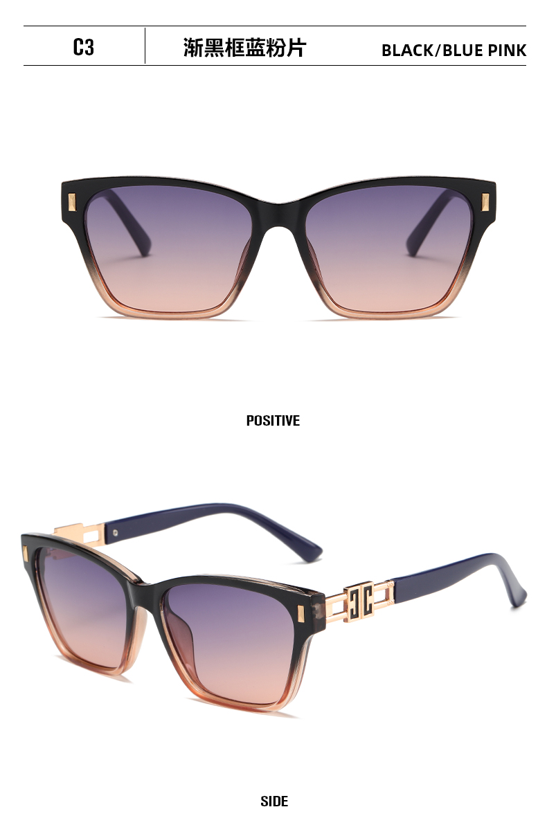 轻奢风潮流时尚大框墨镜 修饰脸型眼镜街拍简约太阳眼镜详情11